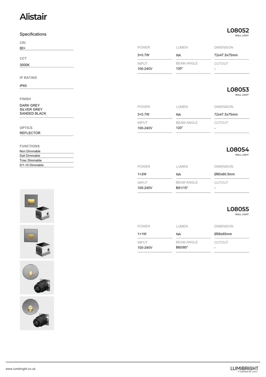 LUMIBRIGHT ALISTAIR L08052 wall light product view