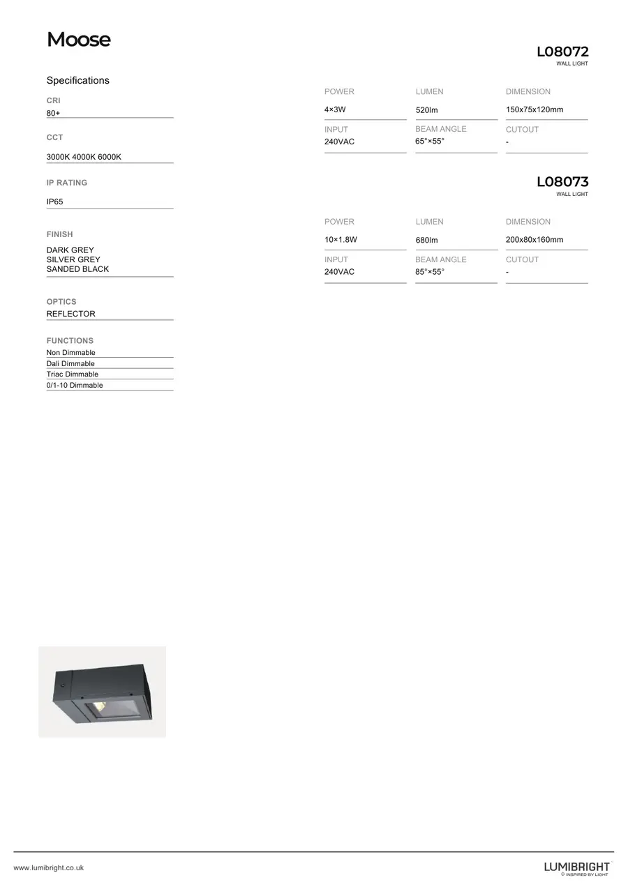 LUMIBRIGHT MOOSE L08072 wall light product view