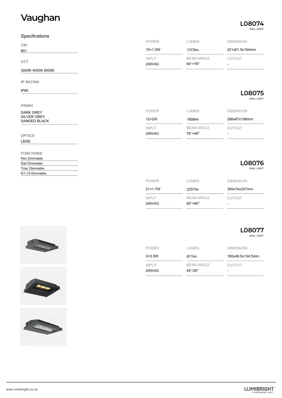 LUMIBRIGHT VAUGHAN L08074 wall light product view