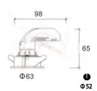 LUMIBRIGHT LBE2001 dimension drawing — Ø63x65mm