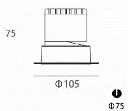 LUMIBRIGHT LBE2016 dimension drawing — Ø105x65mm