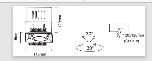 LUMIBRIGHT LBE2059 dimension drawing — 115x115x120mm