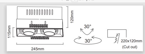 LUMIBRIGHT LBE2060 dimension drawing — 245x115x120mm