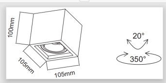 LUMIBRIGHT LBE2061 dimension drawing — 105x105x100mm