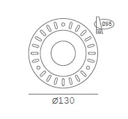 LUMIBRIGHT LBE2104 dimension drawing — Ø130.5x52.5mm