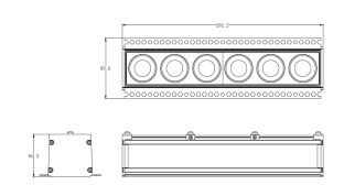 LUMIBRIGHT LBE2157 dimension drawing — L282.2xW85.6xH60.3mm