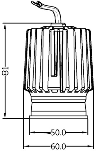 LUMIBRIGHT LBM005 dimension drawing — Ø60x81mm
