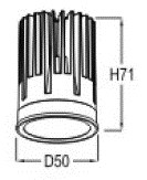 LUMIBRIGHT LBM007 dimension drawing — Ø50x71mm