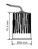 LUMIBRIGHT LBM021 dimension drawing — Ø50x70.5mm