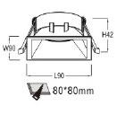 LUMIBRIGHT LBMF063 dimension drawing — 90x90x42mm