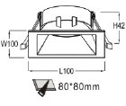 LUMIBRIGHT LBMF072 dimension drawing — 100x100x42mm