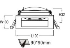 LUMIBRIGHT LBMF086 dimension drawing — 100x100X32mm