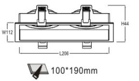 LUMIBRIGHT LBMF093 dimension drawing — 112x206x44mm