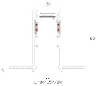 LUMIBRIGHT LBMGA036 dimension drawing — 2000×74×60mm