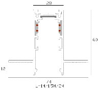 LUMIBRIGHT LBMGA037 dimension drawing — 1000×74×60mm