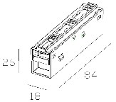 LUMIBRIGHT LBMGA057 dimension drawing — 84×18×26mm
