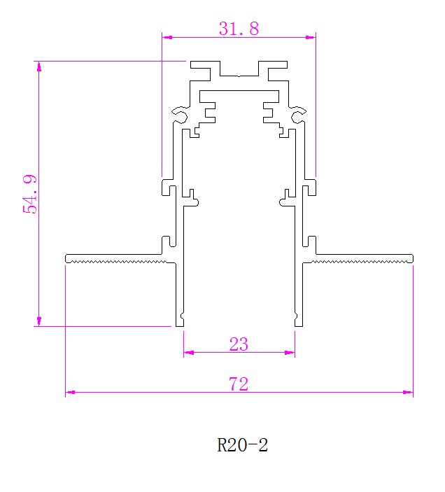 LUMIBRIGHT LBMGA064 dimension drawing — L1000xW72xH54.9mm