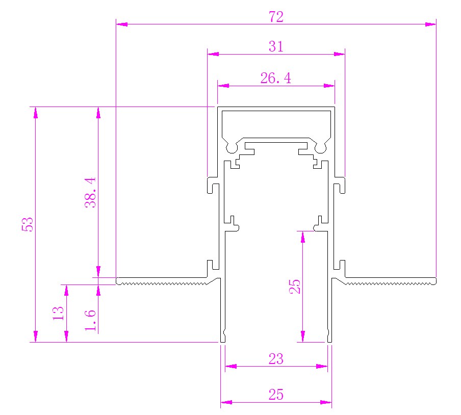 LUMIBRIGHT LBMGA065 dimension drawing — L1000xW72xH54.9mm