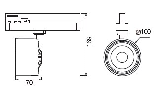 LUMIBRIGHT LBP1011 dimension drawing — φ100*70*169mm