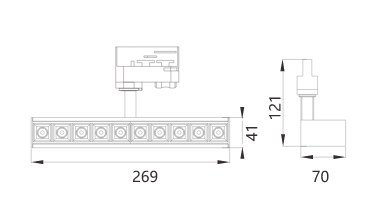 LUMIBRIGHT LBP1012 dimension drawing — 269x70x70x121