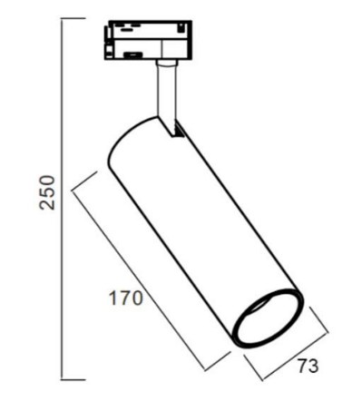 LUMIBRIGHT LBP1021 dimension drawing — Ø73x170x250mm