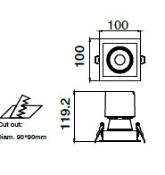 LUMIBRIGHT LBP2001 dimension drawing — Ø100*100*H119.2mm