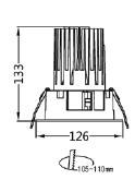 LUMIBRIGHT LBP2003 dimension drawing — Ø126xH133mm