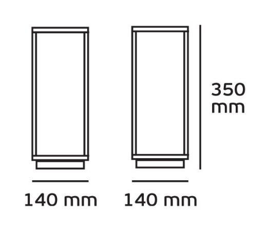 LUMIBRIGHT LVU1505 dimension drawing — 140x140x350mm