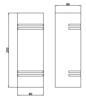 LUMIBRIGHT LVU4013 dimension drawing — 90x250x85