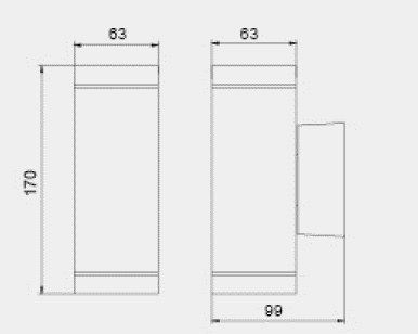 LUMIBRIGHT LVU4016 dimension drawing — 63x63x170