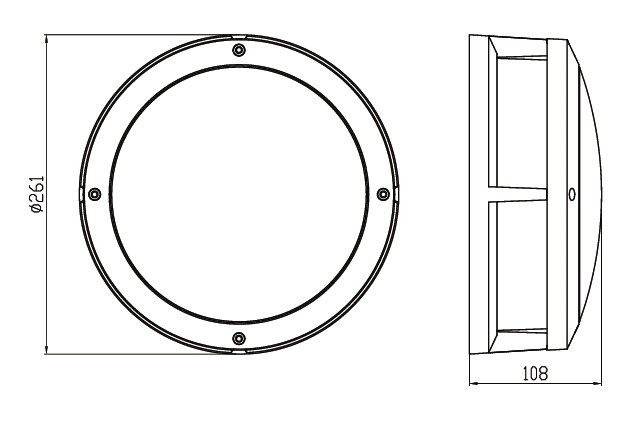LUMIBRIGHT LVU4017 dimension drawing — Ø261*108