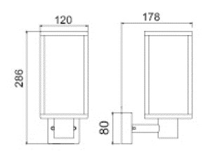 LUMIBRIGHT LVU4030 dimension drawing — 286x120x178mm