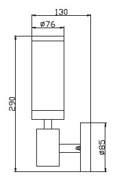 LUMIBRIGHT LVU4031 dimension drawing — Ø76x290mm