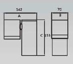 LUMIBRIGHT LVU4036 dimension drawing — 142x70x155mm