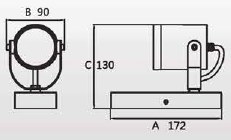 LUMIBRIGHT LVU4038 dimension drawing — 172x90x130mm