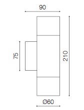 LUMIBRIGHT LVU4046 dimension drawing — Ø60x75x210mm