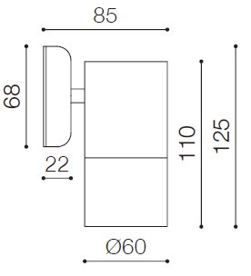 LUMIBRIGHT LVU4052 dimension drawing — Ø60x125x85mm