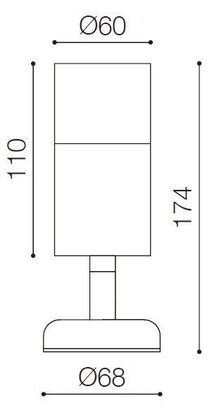 LUMIBRIGHT LVU4055 dimension drawing — Ø60x174xØ68mm