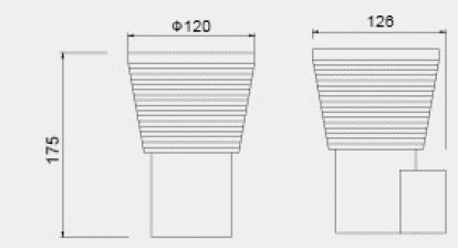 LUMIBRIGHT LVU4060 dimension drawing — Ø120x175mm