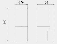 LUMIBRIGHT LVU4061 dimension drawing — Ø76x200x104mm