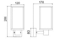 LUMIBRIGHT LVU4065 dimension drawing — 120x286x178mm