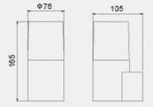 LUMIBRIGHT LVU4070 dimension drawing — Ø76x105x165mm