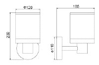 LUMIBRIGHT LVU4071 dimension drawing — Ø120x185x230mm