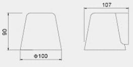 LUMIBRIGHT LVU4073 dimension drawing — Ø100x90x107mm