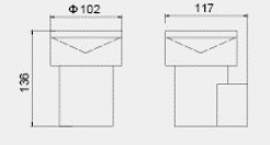 LUMIBRIGHT LVU4074 dimension drawing — Ø102x117x136mm