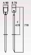 LUMIBRIGHT LVU6100 dimension drawing — 90x70x470mm