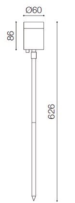 LUMIBRIGHT LVU6101 dimension drawing — Ø60x626mm