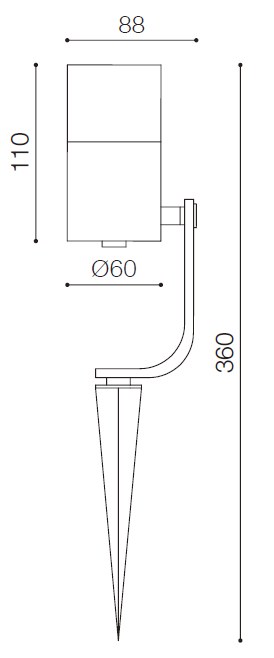LUMIBRIGHT LVU6110 dimension drawing — 88x360mm