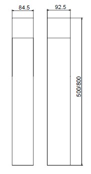 LUMIBRIGHT LVU9807 dimension drawing — 84.5x92.5x500