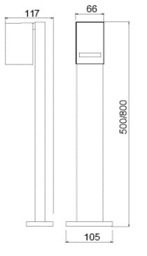 LUMIBRIGHT LVU9816 dimension drawing — 117x66x500mm
